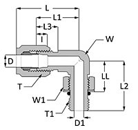 SAE Flareless Straight Thread Elbow