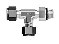 Tube fitting straight thread run tee Tube fitting straight thread run tee